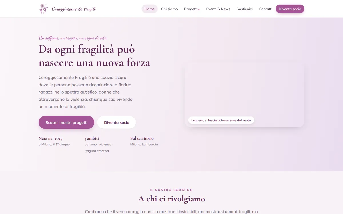 Vorschau der Website von Coraggiosamente Fragili, gebaut von Made for Web Studios