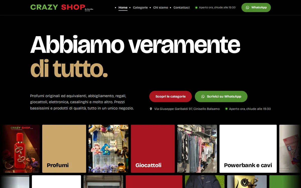 Vorschau der Website von Crazy Shop, gebaut von Made for Web Studios