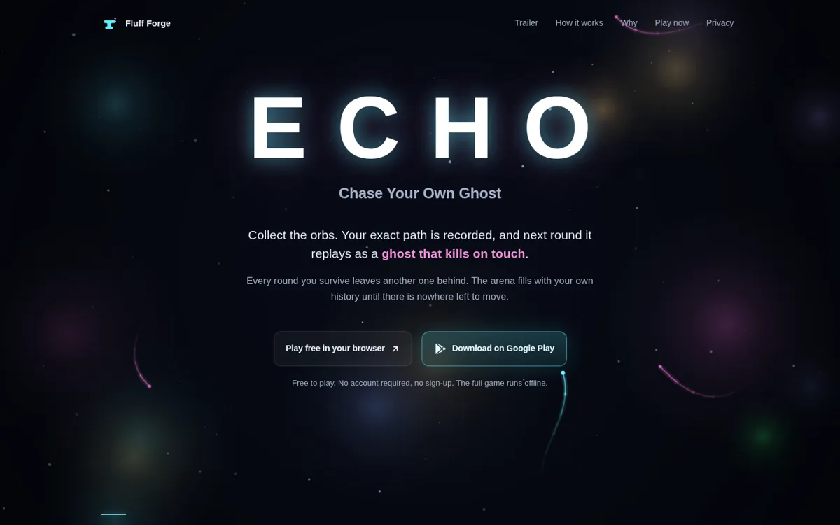 Vorschau der Website von Fluff Forge · ECHO, gebaut von Made for Web Studios
