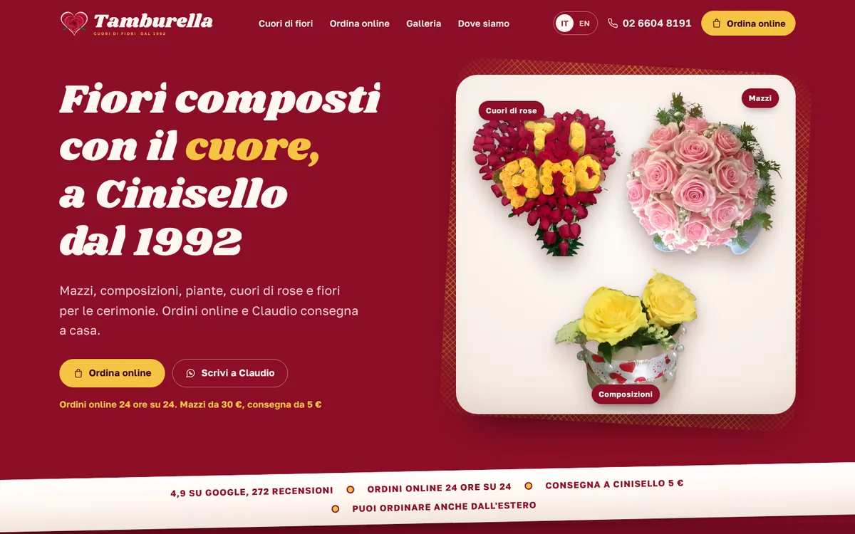 Vorschau der Website von Tamburella, gebaut von Made for Web Studios