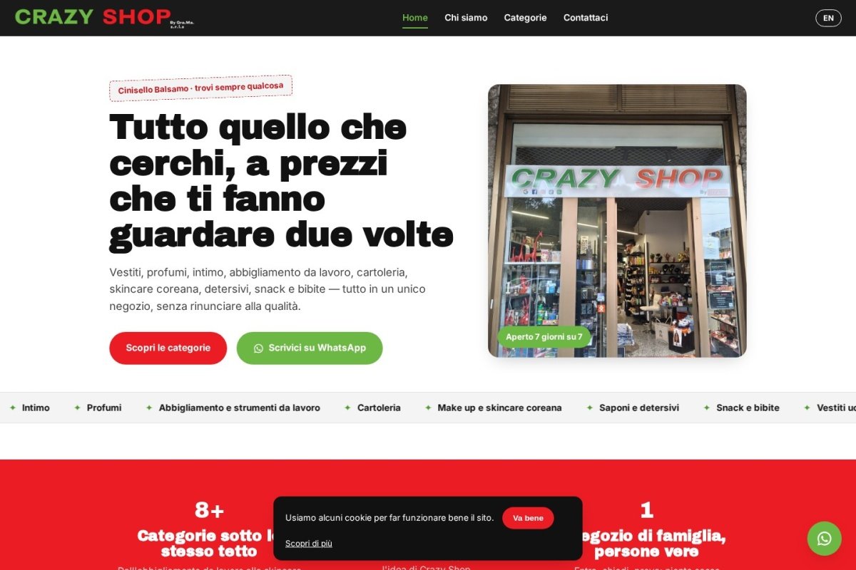 Anteprima del sito web Crazy Shop realizzato da Made for Web Studios